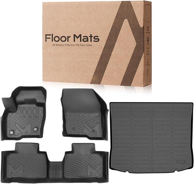 TPE Automotive Floor Mats & Cargo Liner Custom for 2015-2026 Ford Edge, All Weather Cover Protection Waterproof Black Floor Liner Front & Rear Row Full Set Car Mats, 4PCS