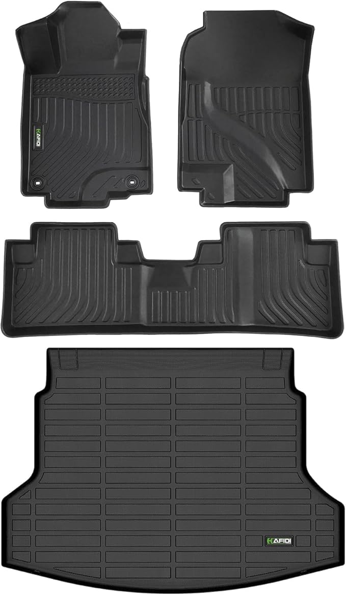 HAFIDI® Floor Liners & Cargo Mat for 2012-2016 Honda CRV Floor Mats | (Not fit EX-L & CRV Touring & with Subwoofer) All Weather Car Mats Custom Fit Full Set Accessories - Black