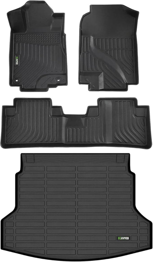 HAFIDI® Floor Liners & Cargo Mat for 2012-2016 Honda CRV Floor Mats | (Not fit EX-L & CRV Touring & with Subwoofer) All Weather Car Mats Custom Fit Full Set Accessories - Black