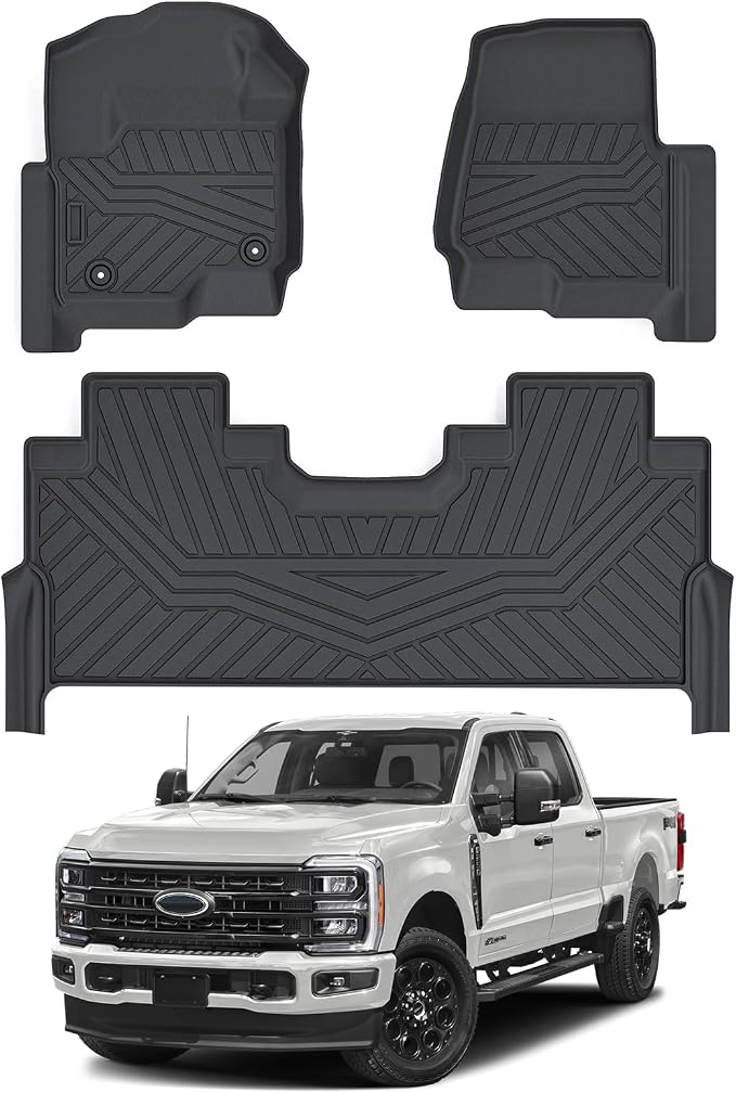 Cartist Floor Mats for 2017-2024 2025 2026 Ford F-250/F-350/F450 Super Duty Crew Cab w/Under Seat Storage, All Weather Floor Liners for F-250 Accessories, Heavy Duty Car Mats, Car Accessories