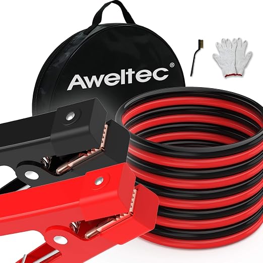 Heavy Duty Jumper Cables,0 Gauge 25 Feet Booster Battery Cable,Automotive Wires with Alligator Clips,600D Fabric Carrying Bag,Safety Gloves and Iron Brush for Cars Truck