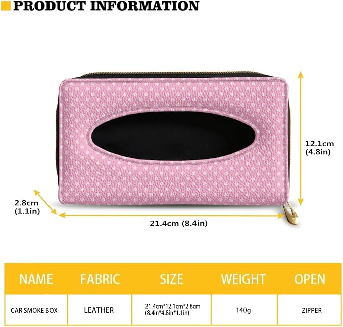 Pink Dots PU Leather Sun Visor Napkin Holder Car Visor Tissue Holder Car Visor Backseat Case Holder Car Visor Backseat Case Holder