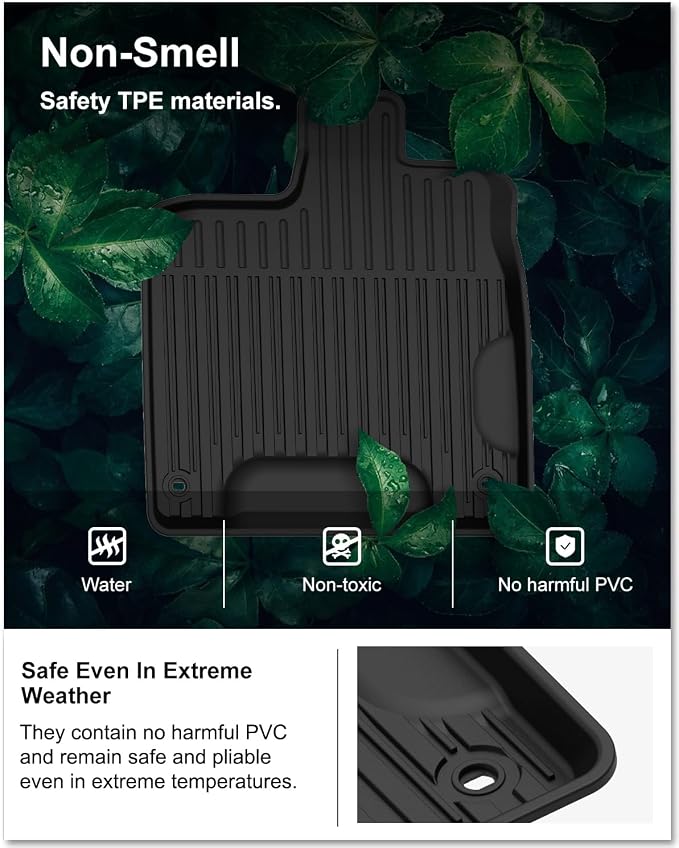 Kiwi Master Floor Mats for 2016-2022 Honda Pilot | OEM Replacement 08P17-TG7-300, Custom Fit All Weather Car Mats, Heavy Duty TPE Floor Liners, Front & Rear 3 Row Set, Black