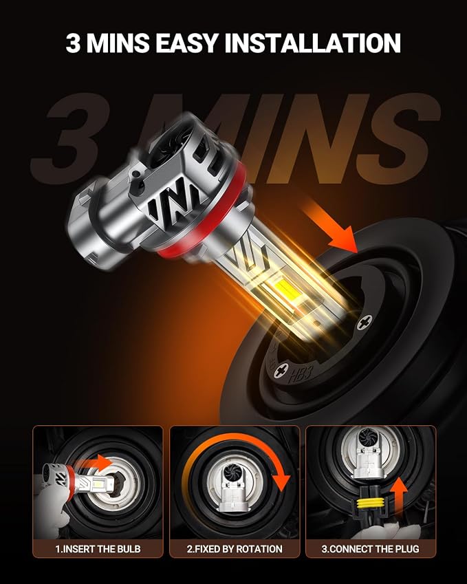 SEALIGHT 9005 h11 LED Bulbs Combo, 12X Brighter 140,000LM Output, 6500K White Canbus Ready, 9005/HB3 H11/H8/H9 LED Bulbs, IP68 and 80000Hrs Lifespan, 3Mins Installation, 4 Pack