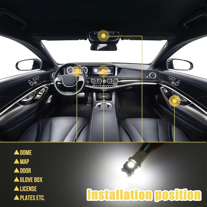 LED Lights for Car 42 PCS Bright White Interior LED Bulbs Kit, T10 31mm 36mm 41mm Reading License Plate Light, Plug and Play for Car Interior Indoor Map Dome Side Marker Bulbs