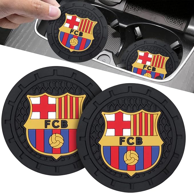 Cup Holder Insert Coaster for FC Barcelona UEFA Fans,Anti Slip Car Cup Coaster Interior Accessories