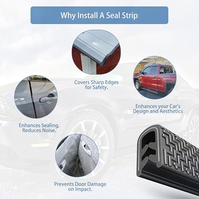 Winfort 33FT(10M) Universal Car Door Edge Protector Guards, No-Glue Required Rubber Seal U Shape Automotive Door Entry Guard, Suitable for Most Cars, SUVs and Trucks (White)