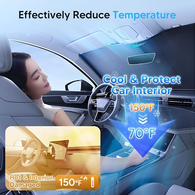 KUST Windshield Sun Shade for 2010-2013 2014 2015 Toyota Prius Hatchback (Not for Prius C or Prius V) Custom Fit Window Accessories Shade Foldable Sun Visor Protector Block UV Rays