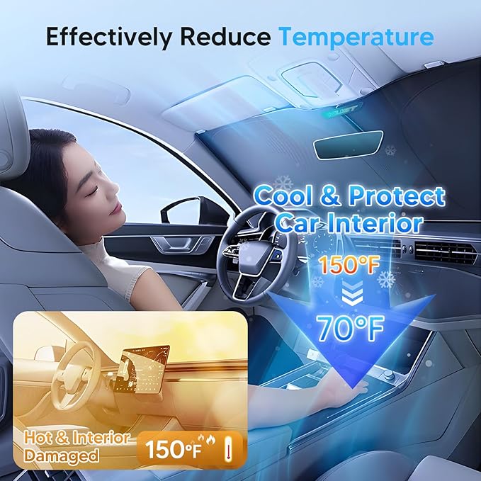 KUST Windshield Sun Shade for Mazda Miata MX-5 2009-2013 2014 2015 Window Accessories Shade Sun Visor Cover Foldable Block UV Rays