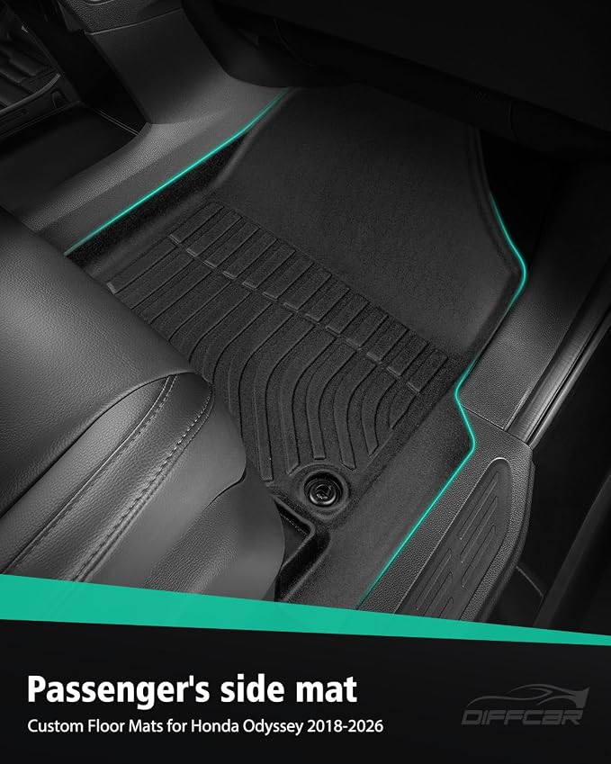 Car Floor Mats for Honda Odyssey: 2018-2026 Cargo Liner, Mini Passenger Van Accessories, All Weather 1st 2nd 3rd Row Rubber Floor Trunk Carpet for Odyssey 2018 2019 2020 2021 2022 2023 2024 2025 2026