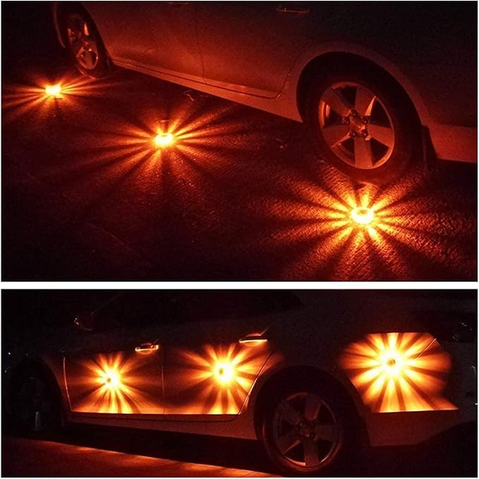 LED Road Flares Emergency Lights Roadside Safety Beacon Disc Flashing Warning Flare Kit with Magnetic Base Storage Bags (Color : 4 pcs with 1 Bag)