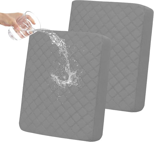 Easy-Going Waterproof Couch Cushion Covers, Non-Slip Leakproof Sofa Seat Cushion Slipcovers, Quilted and Stretch Furniture Protector for Dogs, Pets (2-Piece Sofa Cushion, Grey)