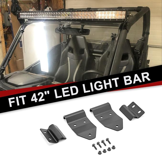 WSays 42'' Upper Roof Front Windshield LED Light Bar Mount Bracket Compatible with Can-am Maverick Trail 800 1000 / Sport 2018-UP, No Need Drill