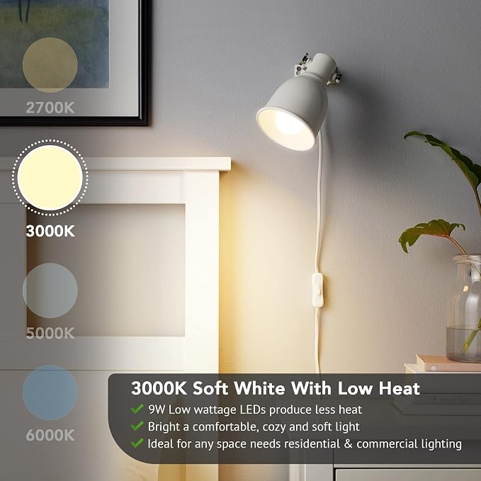 Maylaywood A19 LED Light Bulbs, 60 Watt Equivalent, Soft White 3000K, 850LM, E26 Base, Non-Dimmable, 9W Bright White LED Bulb, 4-Pack