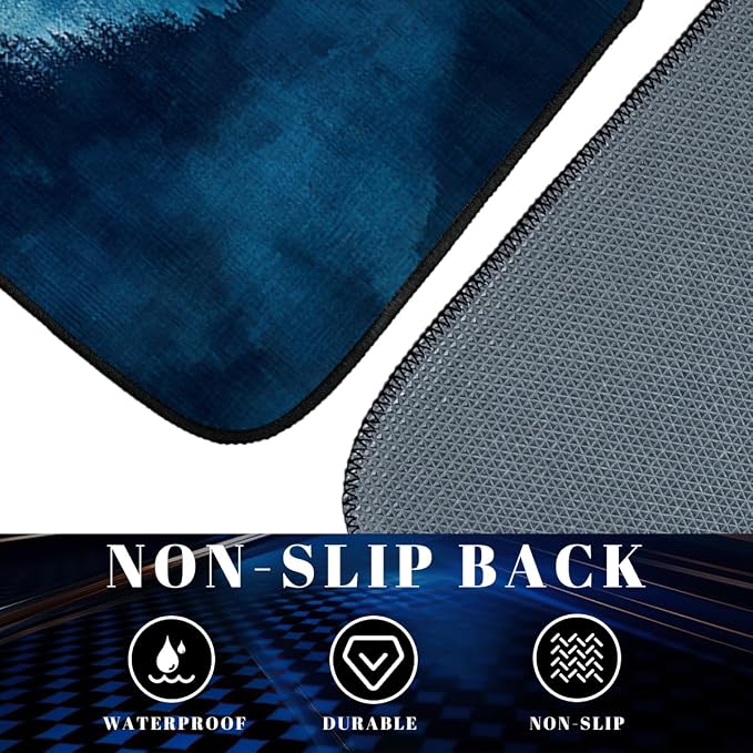 Abstract Car Floor Mats Set of 4 Blue White Mountain Block Art Carpet Front Rear Carpets Mat Non-Slip Auto Car Accessories Universal Fit Car Accessories for Truck