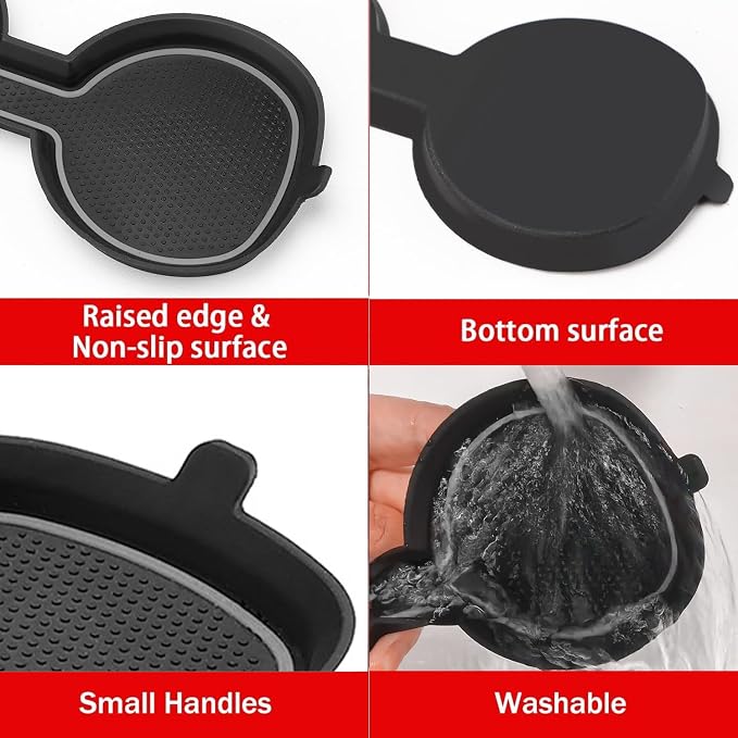 Auovo 3D Cup Holder Inserts for Toyota RAV4 Accessories 2025 2024 2023 2022 2021 2020 2019 Silicone Center Console Cup Holder Coaster Liner Mat Pad Interior Trims (Gray, 2pcs kit)