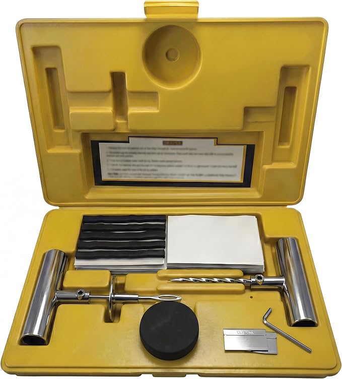 Tire Plug Kit 66 Piece - Pro Heavy Duty Flat Tire Repair Tool Kit - Fix for Car Truck Motorcycle ATV RV Jeep & More - All in One Puncture Repair Kit