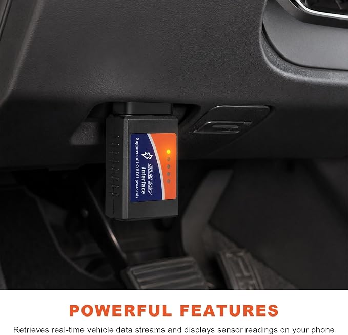 ELM327 OBD2 Bluetooth Adapter, OBDII Bluetooth Scanner Car Code Reader Reset Adapter, ELM327 Fault Diagnostic Scan Tool Compatible with OBD2 Vehicles, Car Accessories