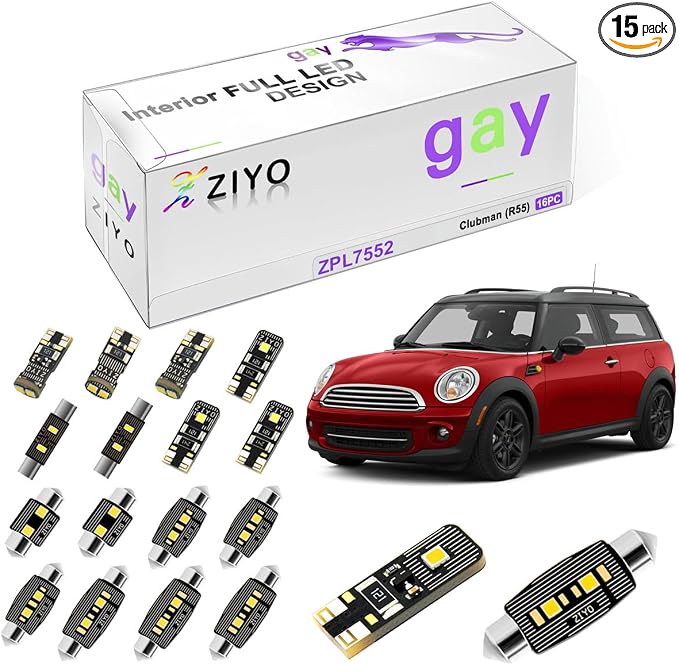 ZIYO LED Interior Light Kit Replacement for MINI COOPER 2001-2016, 6000K White Dome Light Bulbs Accessories Package Upgrade Error Free (Mini Clubman R55 (2011-2014))