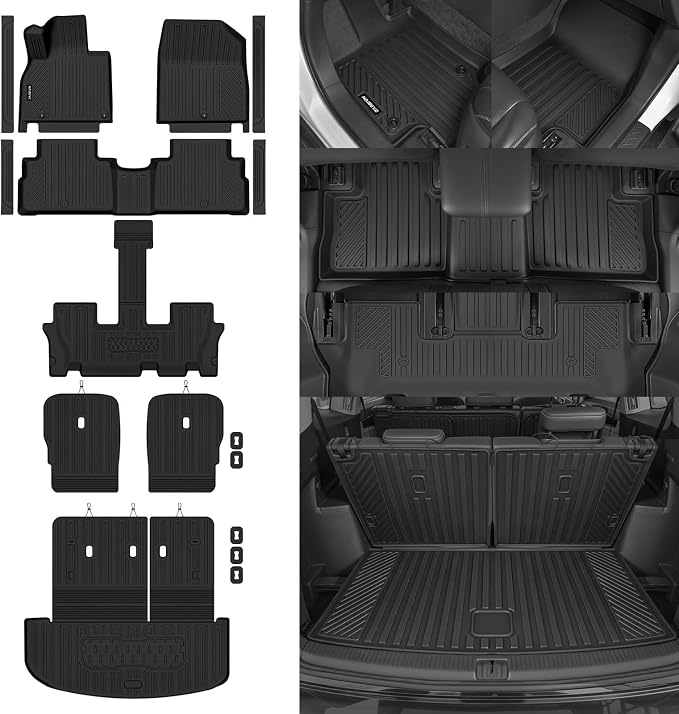 Naibeve Floor Mats for 2020-2025 Kia Telluride | All Weather Floor Mats, Cargo Mat, 2nd Row Backrest Mats, Backrest Mats, Door Sill Guards Interior Protector accessories