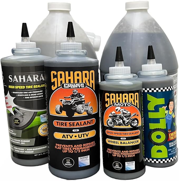 Sahara High Speed Tire Sealant - Superior Performance - Tire Repair - Stop Leaks - Extend Tire Life – All Weather – High-Speed – Slow Speed – ARDL Approved (34 Oz Bottle, Sahara)
