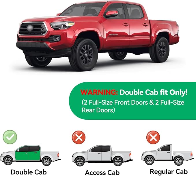 Floor Mats & Floor Liners Custom for 2016-2023 Toyota Tacoma Double Cab (Only for Automatic), TPE Automotive All Weather Cover Protection Waterproof Black Front & Rear Row Full Set Car, 3PCS