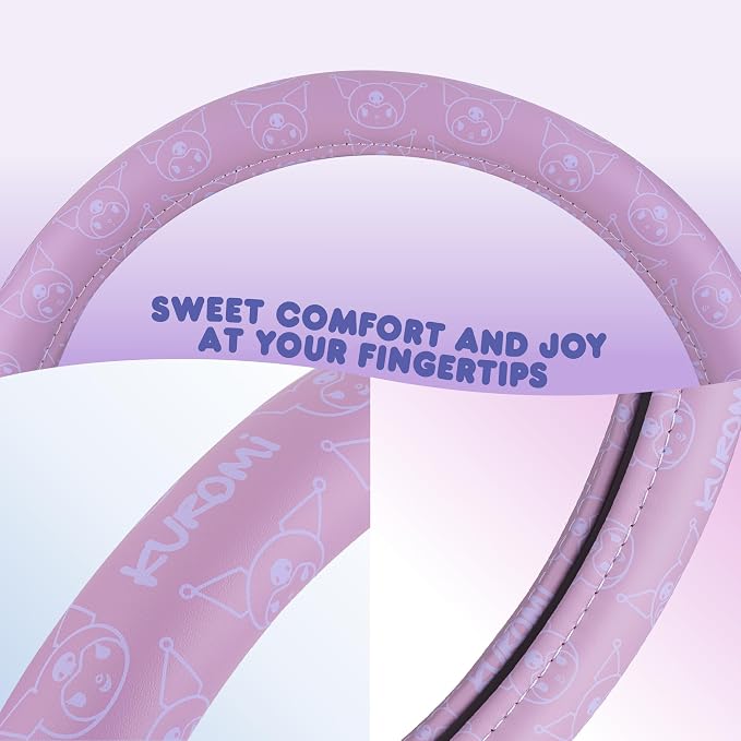 Sanrio Kuromi Steering Wheel Cover for Car, SUV, Truck - Soft Lavender | Universal Fit Cute Car Accessories & Gift for Women, Official Licensed, Steering Wheel Protector Fits 14.5"-15" Wheels
