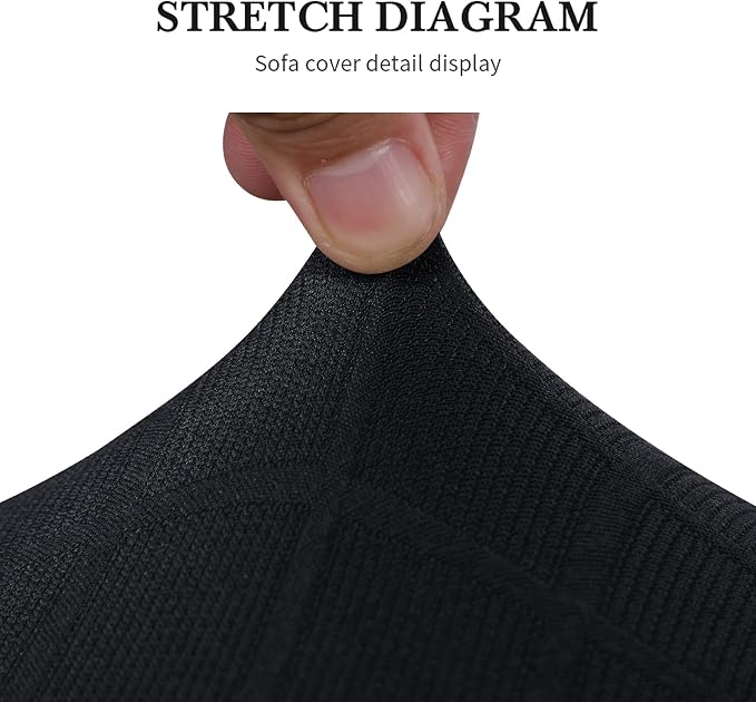 SearchI Seat Covers for Dining Room Chairs Stretch Jacquard Chair Seat Covers Set of 4, Removable Washable Upholstered Chair Seat Protector Cushion Slipcovers for Kitchen, Office(Black Rhombus)