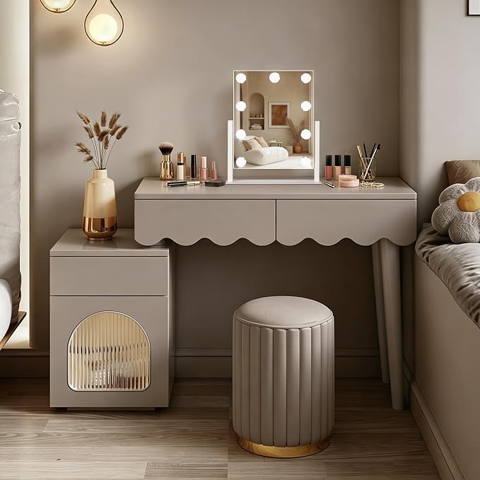 Ratsamee Rechargeable Hollywood Vanity Mirror with Lights, 13"×15" LED Makeup Mirror, Smart Touch Control, Makeup Mirror for Bedroom, Vanity Desk, Beauty Routine