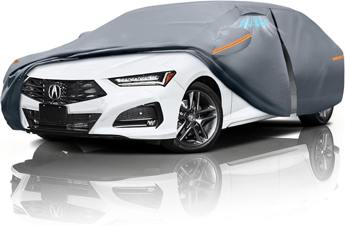 Waterproof Acura TLX(2014-2026) Car Cover with Breathable Vents, [Upgrade] Premium Covers with Cotton Liner and Zipper Door,Sun Rain Snow Dust Uv Protection.(Gift with Towel)