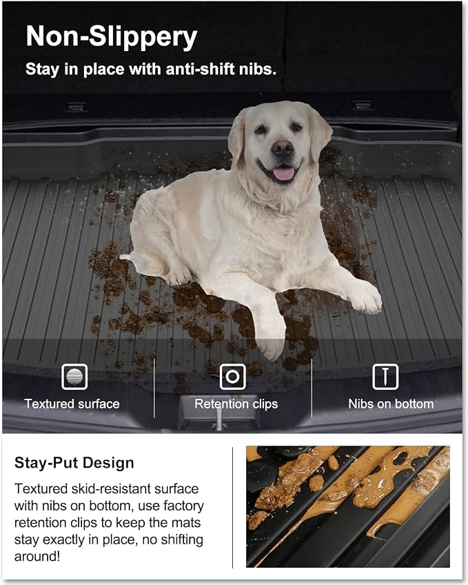 Kiwi Master Floor Mats & Cargo Mat for 2017-2022 Honda CR-V | (Tray in Lower Position), Custom Fit All Weather Car Mats, Heavy Duty TPE Floor Liners, Front Rear Tray Trunk Mat Set, Black