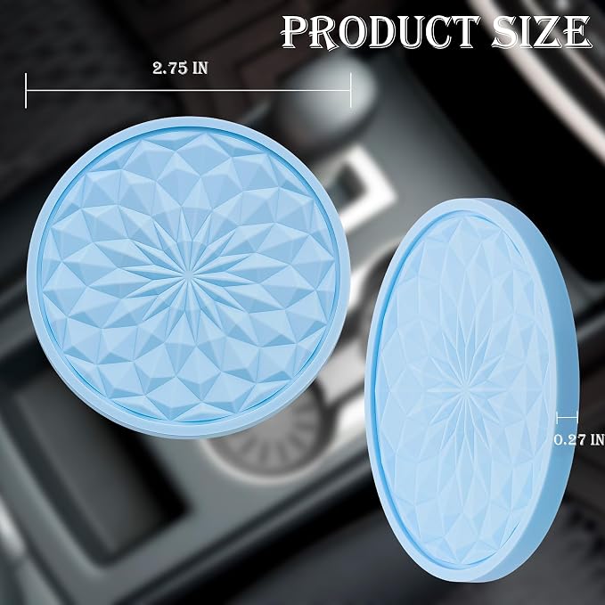 4 Pack Silicone Car Cup Holder Coaster – 2.75 Inch Non-Slip Drink Mat, Universal Fit for Most Vehicles – Cute & Functional Auto Accessories (Light Blue)