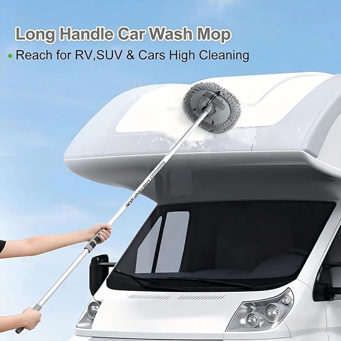 12Pcs Car Wash Kit, 62'' Car Wash Brush with Long Handle Microfiber Carwash Brush Mop Mitt Kit Car Car Washing Supplies Cleaning Kit for Cars RV SUV Truck Boat