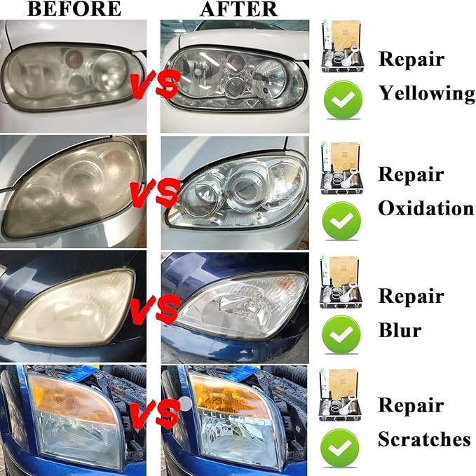 Pmbqifay Headlight Restoration Kit, Car Headlight Polish Repair Renovation Kit with 800g Repair Liquid for Repair Headlight Yellowing, Haze, Oxidation, Scrashes
