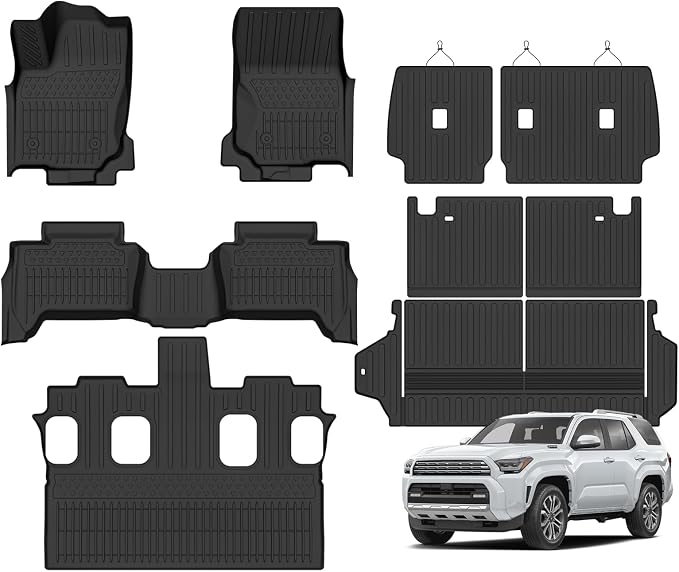 Naibeve Floor Mats for 2025-2026 Toyota 4Runner 7 Seats | All Weather Custom Fit Floor Mats, Cargo Mat, 2nd/3rd Row Backrest Mats, Backrest Mats Interior Protector accessories