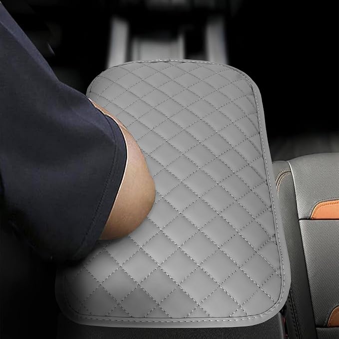 Upgraded Car Middle Center Console Cover with 2 Storage, Microfiber Leather Car Armrest Cover Cushion for Most Vehicles, 0.5 inch Memory Foam Comfort Stylish Leather Scratch-Resistant, Thickened
