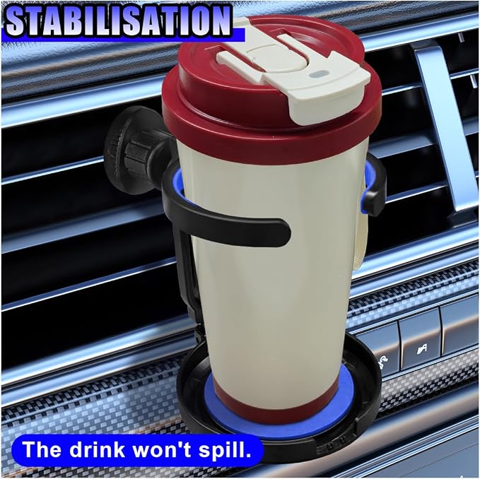 Car Air Vent Cup Holder Auto Ashtray Holder, Adjustable Drink Holder Extender for Horizontal Vents, Universal Tool-Free A/C Vent Mount for Various Coffee, Water, Juice Cups in Car, Truck, SUV (Blue)