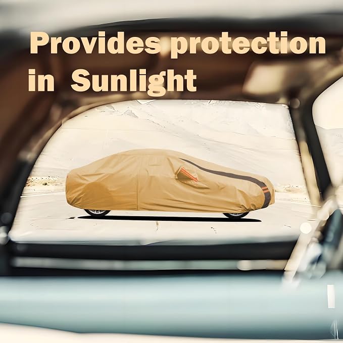 Prius Car Cover Waterproof All Weather Compatible with Toyota Prius 2004-2024, Outdoor Heavy Duty Anti-UV Car Covers Rain Sun Snow Protection with Zipper and Windproof Buckle