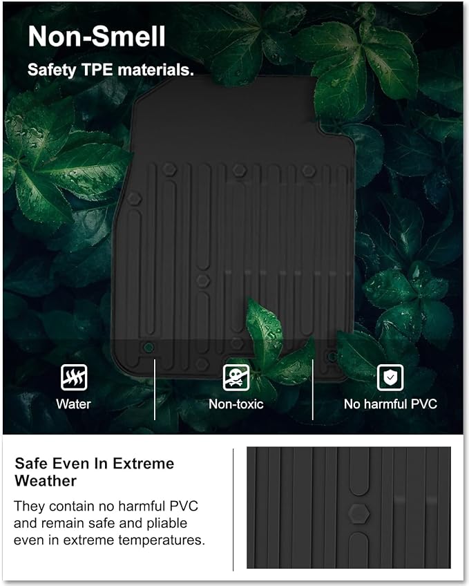 Kiwi Master Floor Mats for 2009-2018 Dodge Ram 1500/2500/3500 Crew Cab | 2019-2024 Ram 1500 Classic Crew Cab, Custom Fit All Weather Car Mat, Heavy Duty TPE Floor Liners, Front Rear 2 Row Set, Black