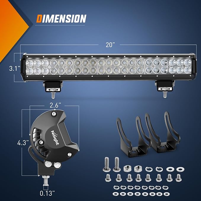 Nilight LED Light Bar 20 Inch 126W Spot Flood Combo Green Beam Off Road Lamp Fishing Hunting Emergency Deck Work Lighting for Trucks UTV Pick-up Van Boat Tractor