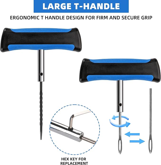 60PCS Heavy Duty Tire Plug Repair Kit, Ideal for Motorcycle, ATV, Jeep, Truck and Tractor