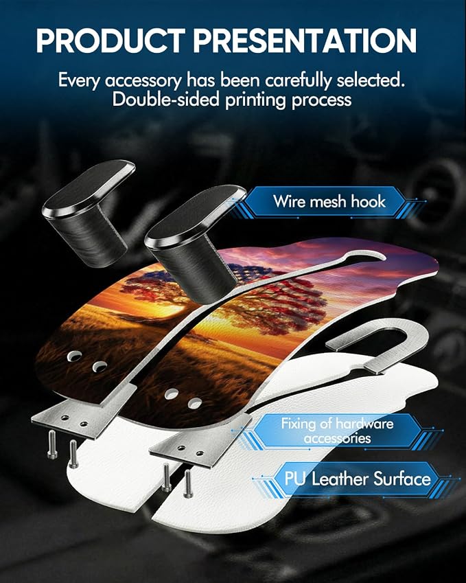WOCOCN Purse Holder for Car, 2 Pack Heavy Duty Purse Hanger for Car, PU Leather Car Seat Hooks for Purses and Bags, Cute Tree Headrest Organizer for Handbags & Backpacks