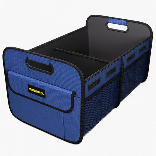 MIKKUPPA Car Trunk Organizer - 75L Collapsible Trunk Organizer with Reinforced Handles for Groceries, Trunk Storage Organizers for SUV Auto Truck Van with Non Slip Bottom (Blue)