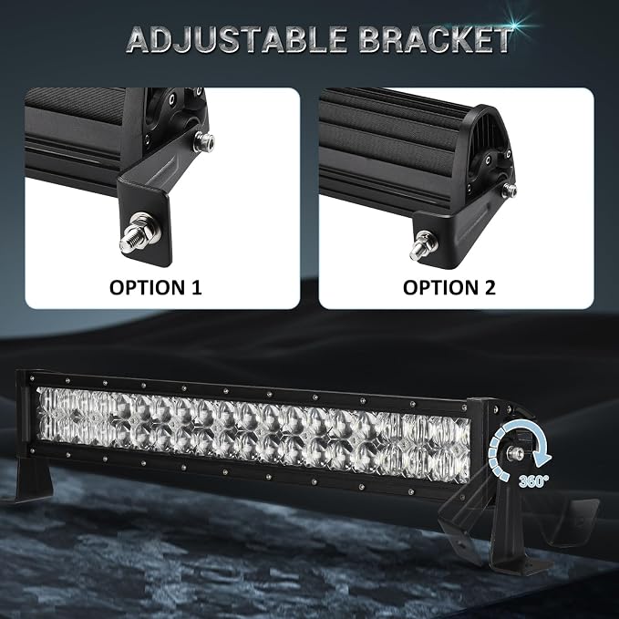 Audak LED Light Bar Side Mounting Brackets Kit Universal Stainless Steel Black Powder Coating Side Mount for Double Row Straight or Curved LED Light Bar (Pack of 2)