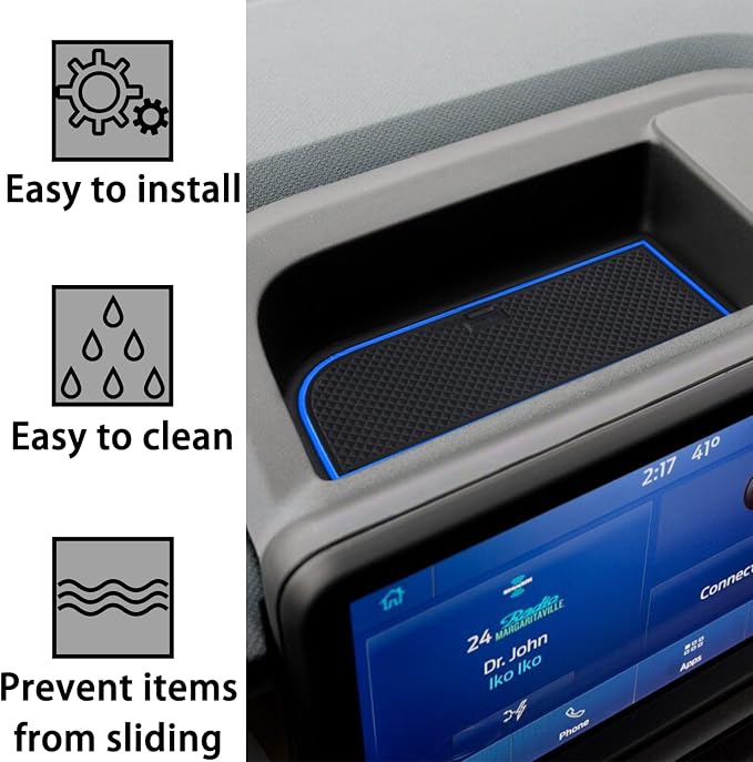 Center Console Liner Fit for Ford Maverick Accessories 2022-2024 2025 Cup Holder Insert Door Slot Coaster Interior Pocket Anti Dust Mat, Not for 2025 Model with Wireless Charger, 21pcs (Blue)