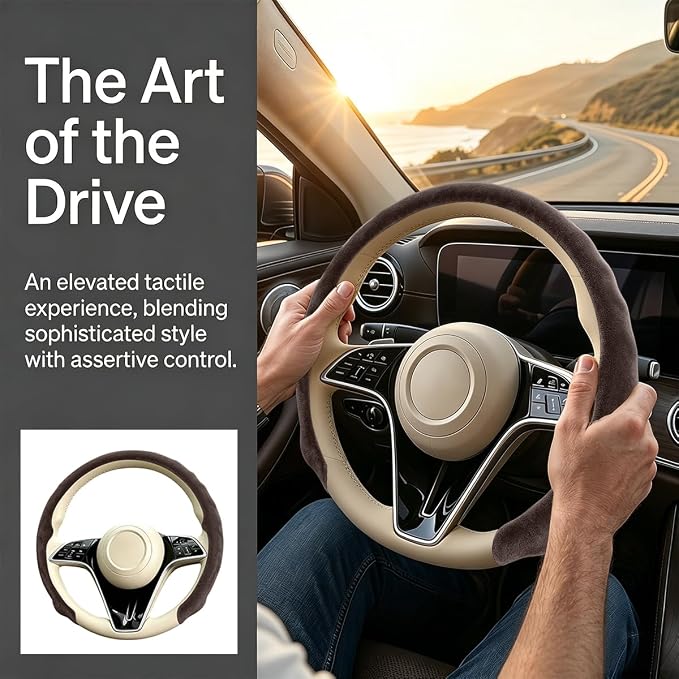 Mandark Car Steering Wheel Cover, Suede Sport Vehicle Steer Wheel Protector Fitting 15 Inch, Non-Slip Comfortable Automotive Interior Decoration Accessories, Universal Fit (Dark Brown)