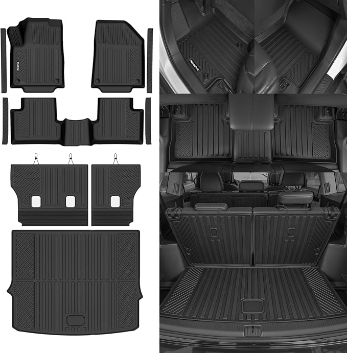Naibeve Floor Mats for 2019-2023 Jeep Cherokee | All Weather Custom Fit Floor Mats, Cargo Mat, Backrest Mats, Door Sill Guards Interior Protector accessories
