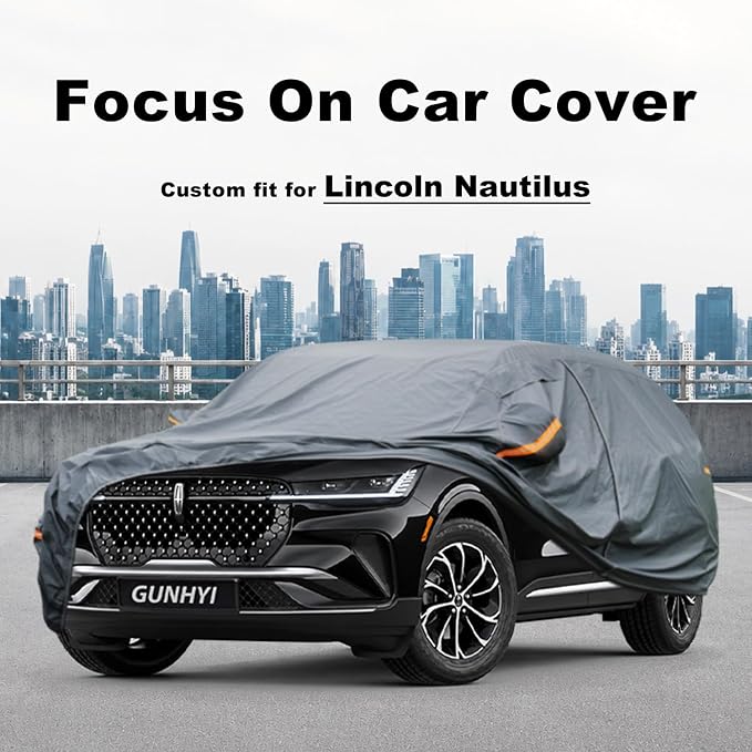 GUNHYI Premium Car Cover Custom Fit Lincoln Nautilus, 16 Layers Heavy Duty Car Cover Waterproof All Weather with Zipper Door for Sun Rain Snow Dust Uv Protection