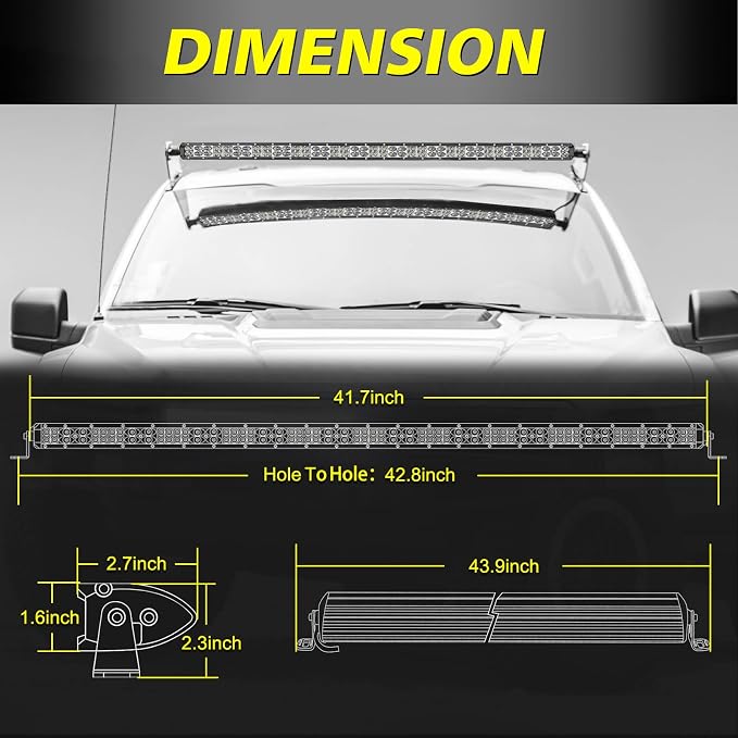 42" LED Light Bar 360W Super Slim Dual Row Offroad Driving Light | Slim Single Row Structure, Spot Flood Combo Roof Hood Bumper Light Bar for Trucks Pickup UTV SUV Can-am Toyota Bronco