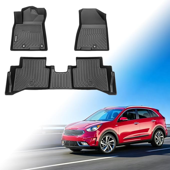 Floor Mats for Kia NIRO 2017-2022, for NIRO PHEV 2018-2022 Floor Mats | TPE Non-Slip Waterproof Summer Winter, Front & Rear Row